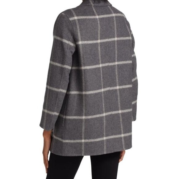 Theory Clairene Woolten Wool Cashmere Check Coat - Picture 2 of 9